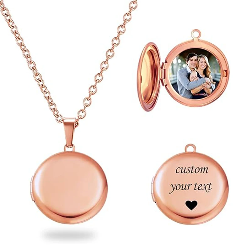 Personalisierte Medaillon-Halskette für Frauen, individuelle Foto-Herz-Anhänger-Halskette, individuelle Bild-Medaillons-Halsketten, Geburtstagsgeschenke – Detail 14