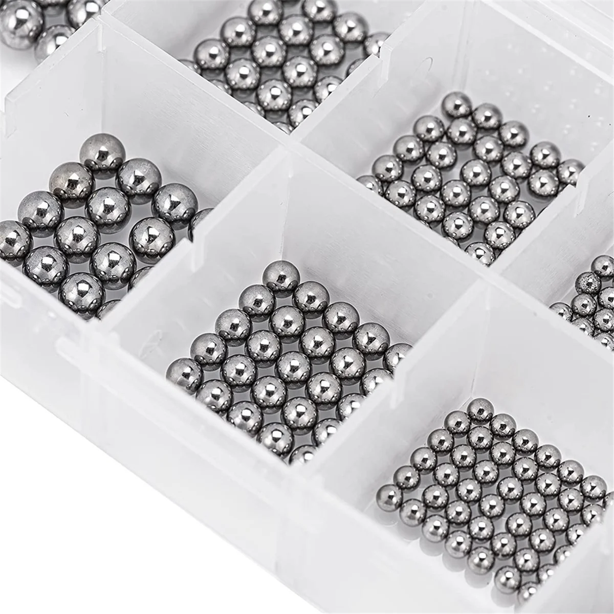 600Pcs 12 dimensioni sfere in acciaio di precisione in acciaio inossidabile 1-8mm Kit di assortimento di sfere per cuscinetti per biciclette metriche sfere di miscelazione