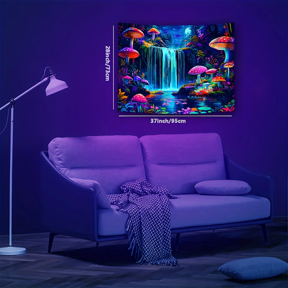 VIKAMA Neon Fantasy Forest Waterfall Tapestry Ideal for Bedroom Feature Walls Game Rooms Esports Rooms and Home Theater Decor