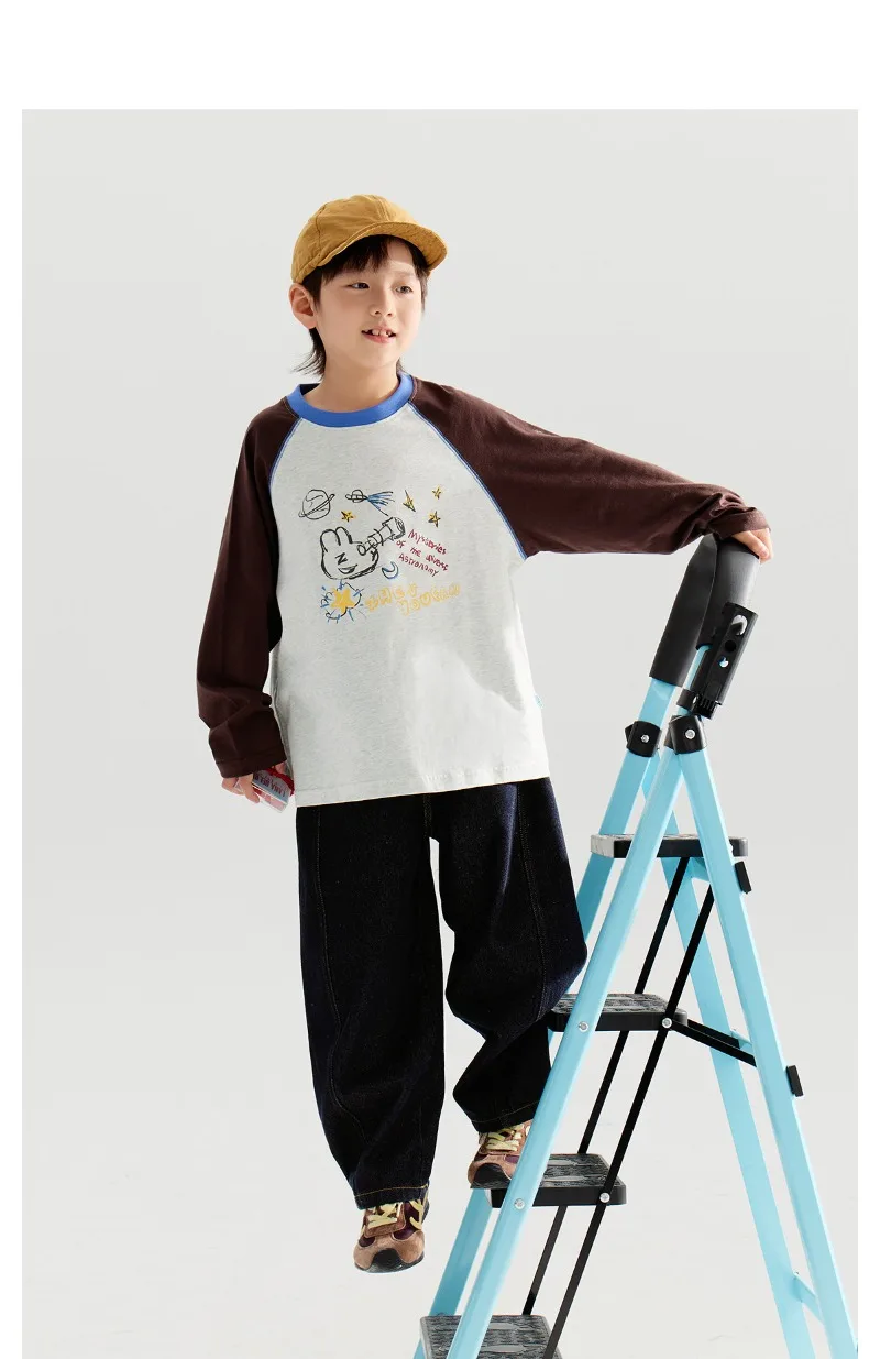 4-14 Jahre Jungen-Jeans UNITIM Herbst Kinder Jungen Trendige Denim-Hose Lose Elastische Taille Junge Teenager Jungen Gerade Hose Junior-Hose – Detail 17