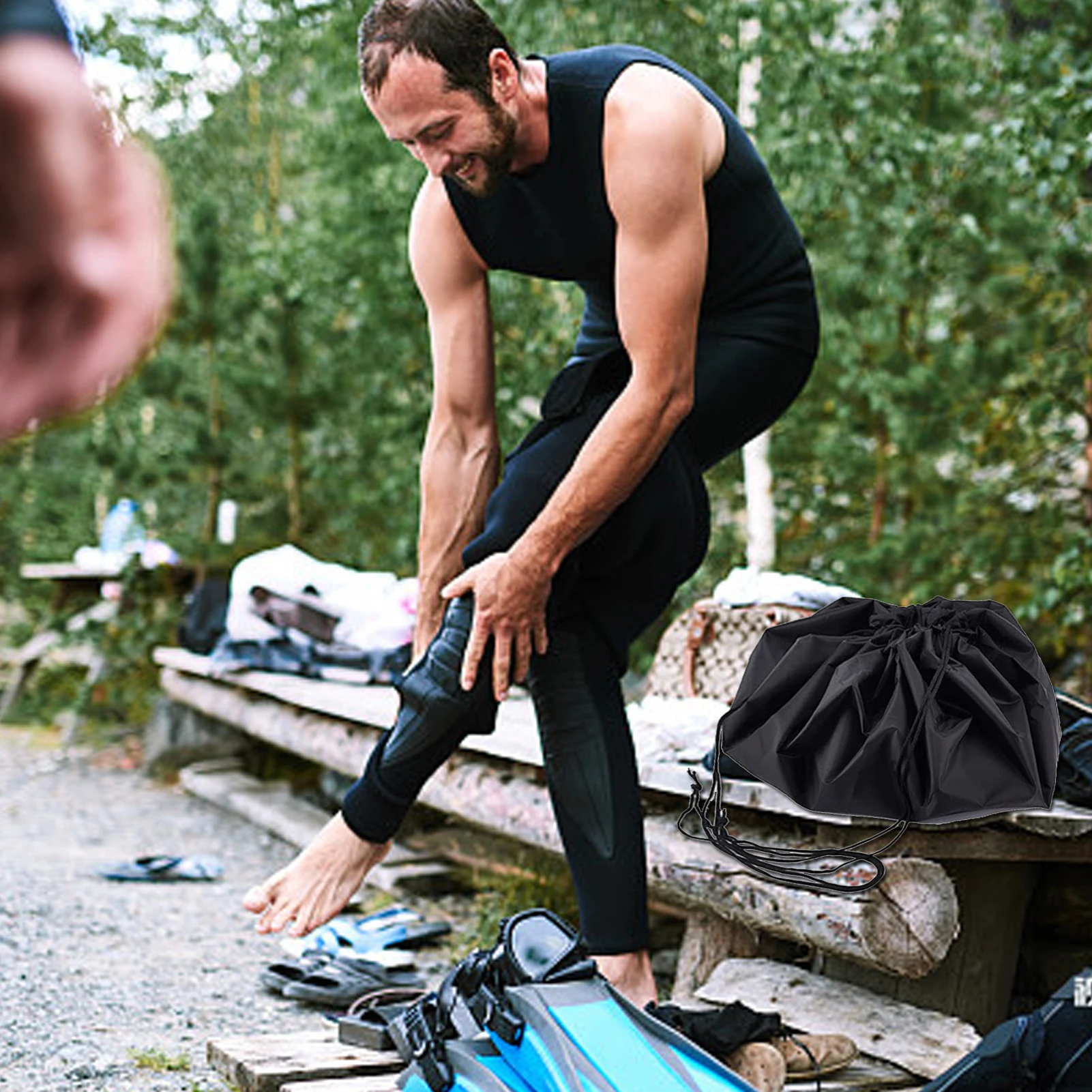 Muta di grande capacità fasciatoio costume da bagno surf immersioni vestiti borsa portaoggetti custodia con coulisse per sport acquatici all'aperto