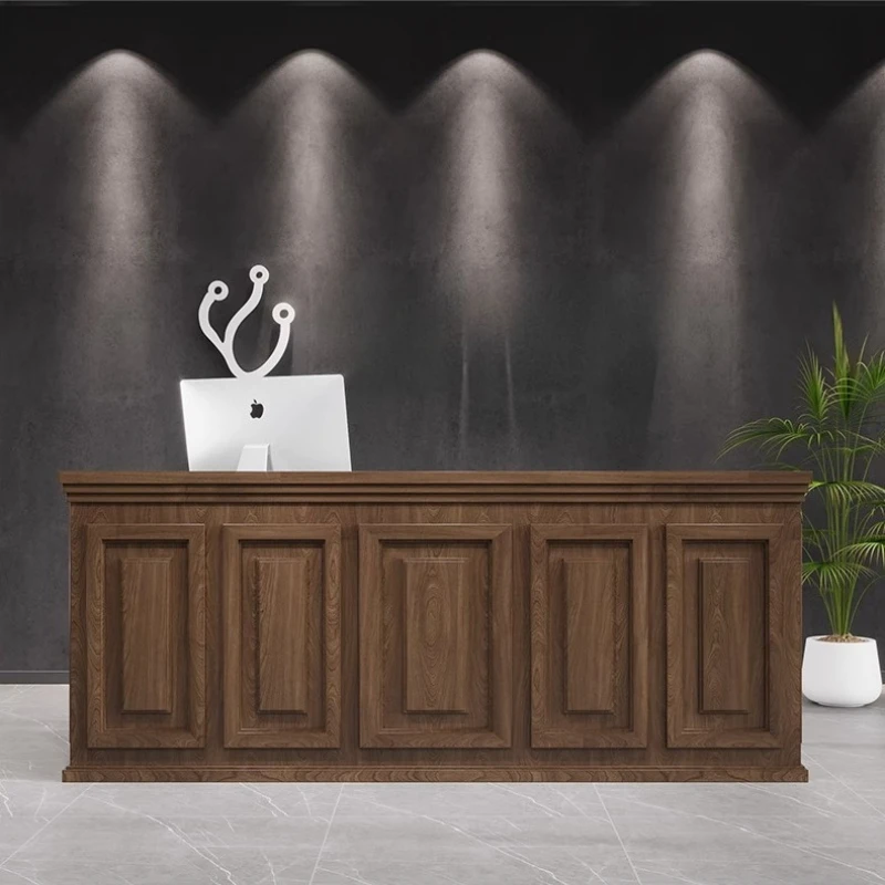 

High Decor Reception Desks Counter Modern Brown Restaurant Front Reception Desks Salon Business Mostrador Recepcion Furniture