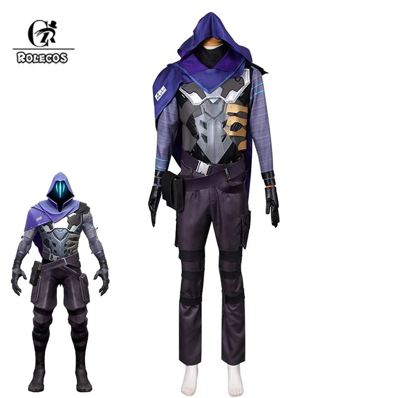 ROLECOS Men Omen Blue Combat Outfit, Cool Themed Costume, Full Set for Halloween Carnival Comic Con Role Play