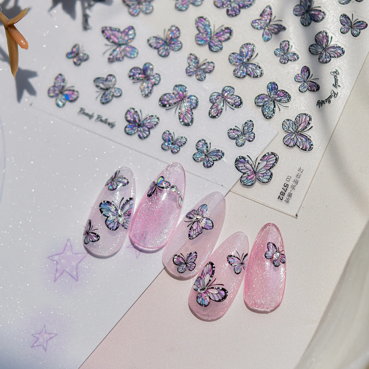 1PCS 5D Fantasy Gradient Butterfly Nail Sticker New Big Butterfly Nail Art Accessories Cool and Broken Feeling Nail Parts