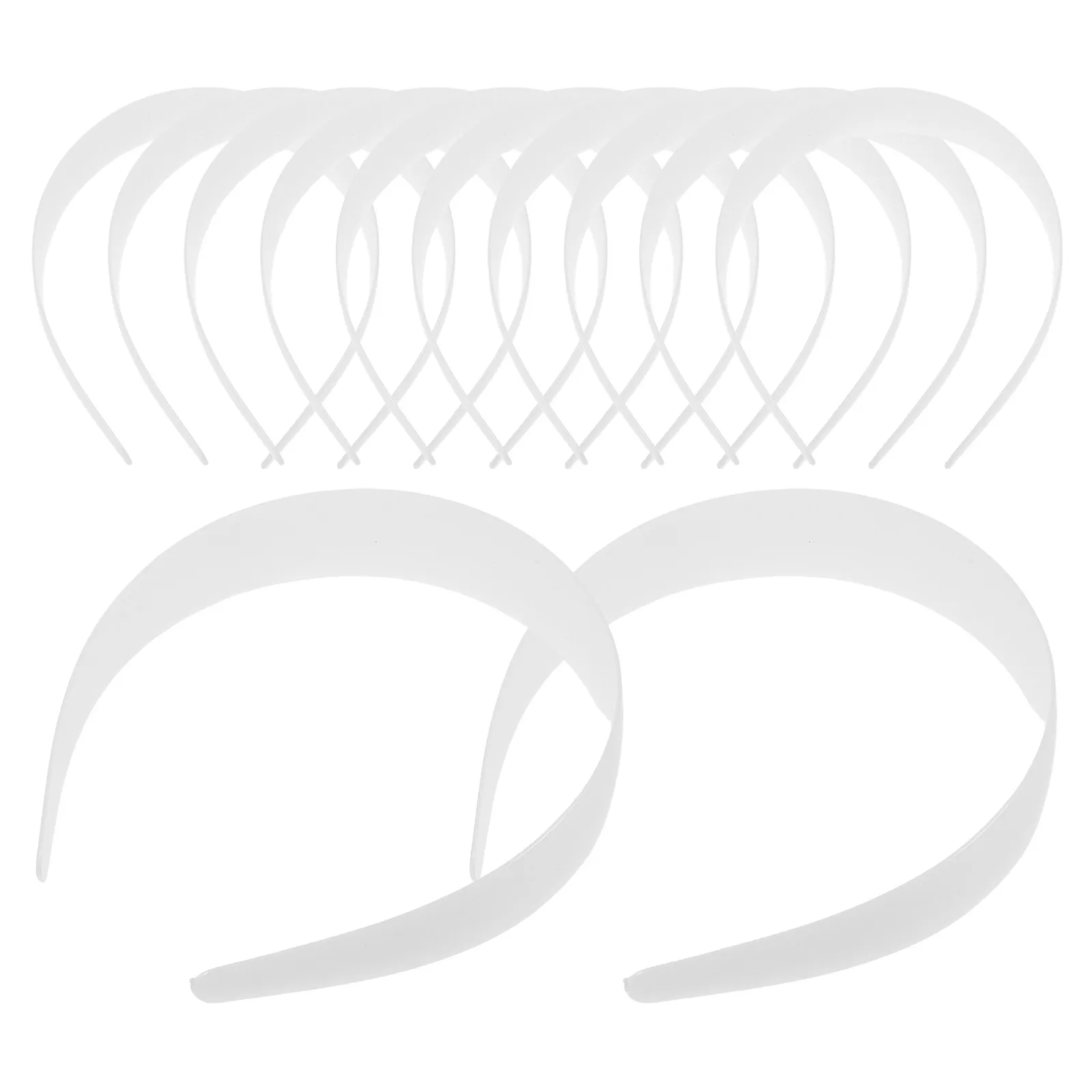 12Pcs White Plastic Headband Plain Base for Crafting Hair Accessories DIY Decorate with Beads Flowers Ribbons Stable Fit Craft