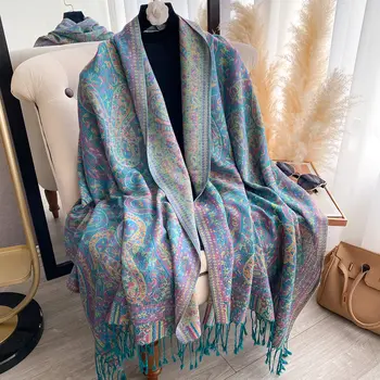 100% 羊毛圍巾 女士加厚羊絨冬季圍巾披肩 時尚女士羊絨圍巾 超大保暖圍巾 300克 8 最佳銷售 披羊絨女 - №7