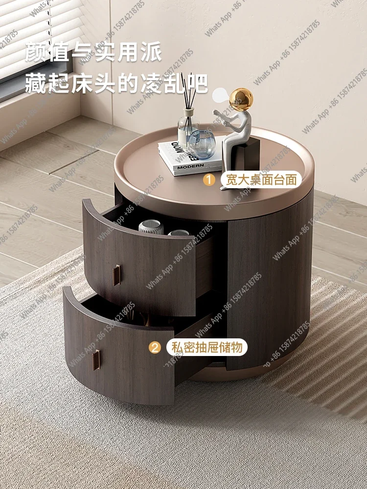 

MX Italian Minimalist Bedside Table Bedroom Round Bedside Table Small Apartment Designer Home High-end Sense