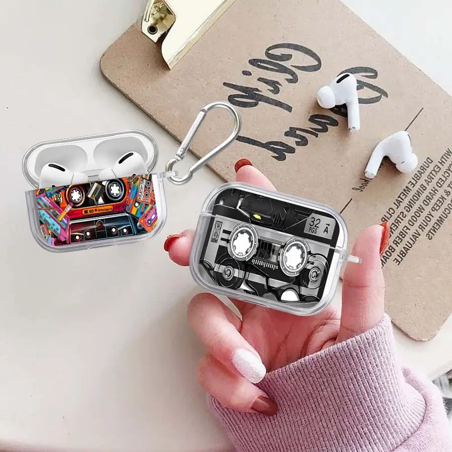 

Recording Machine Art Case For Airpods Pro2 3 Pro3 2 4 Pro 1 Clear Earphone Cases Cover