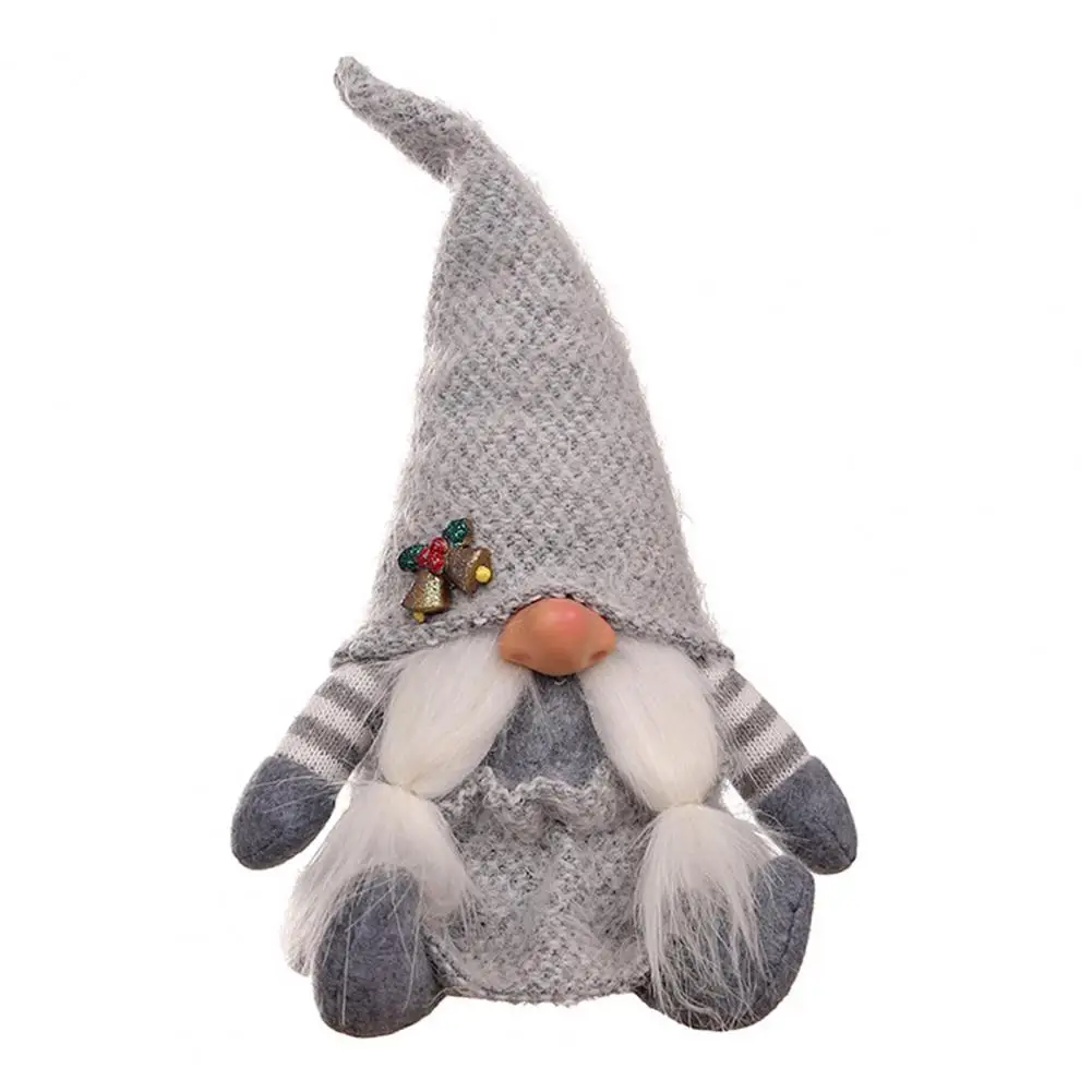 Adorable Christmas Gnome Cute Gnome Holiday Decor Handmade Christmas Grey Gnome Doll Festive Pointy Hat Full Beard Braid Cute