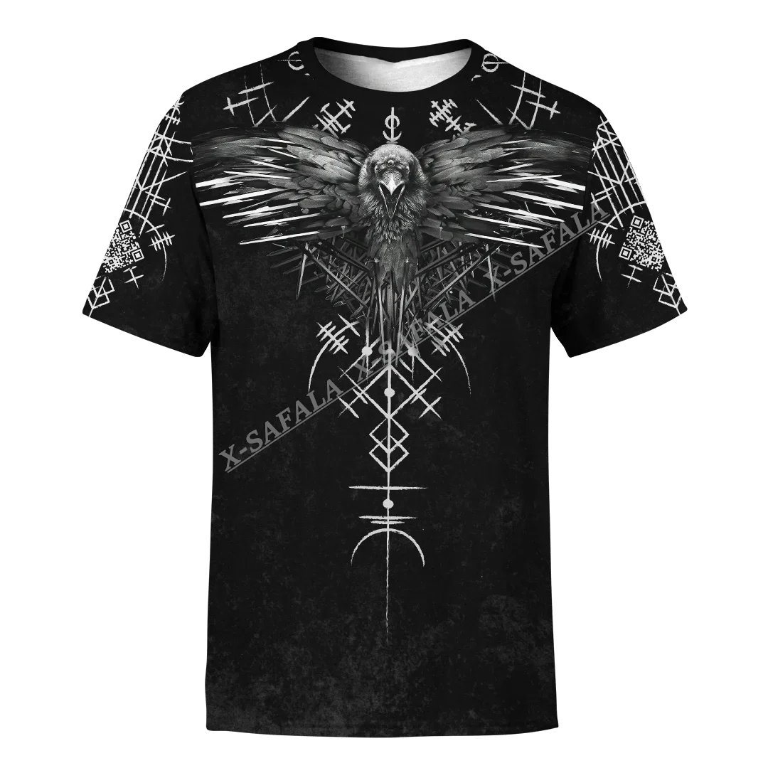 Odin Viking Raven Tattoo 3d Bedrukt Hoge Kwaliteit T-Shirt Ronde Hals Heren Casual Top Ademend Snel Droog Zomer 1