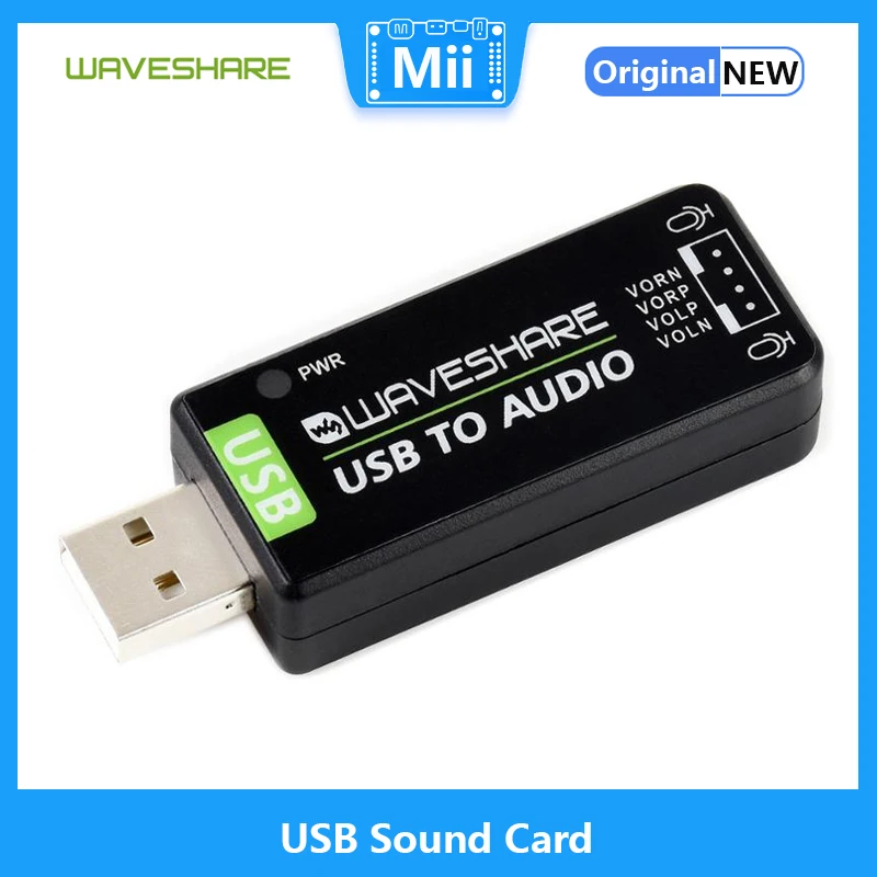 Waveshare USB Sound Card, USB Audio Module, Driver-Free, External Audio Converter For Raspberry Pi / Jetson Nano