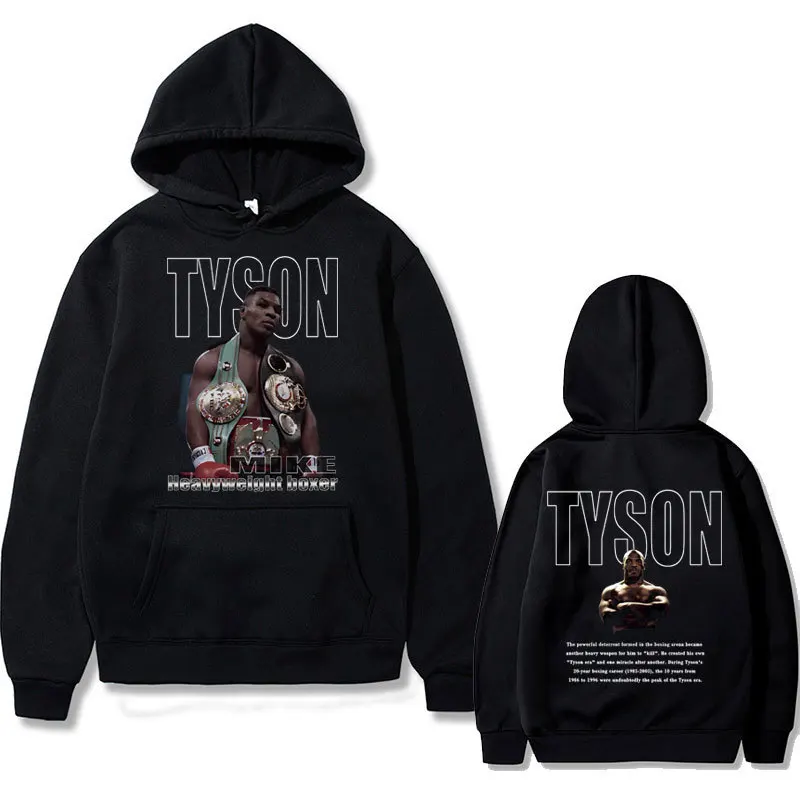 Boxing King Mike Tyson dubbelzijdige print hoodie mannen en vrouwen cool casual streetwear Y2K street fashion trui kleding