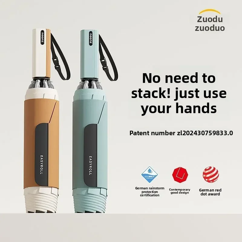 ZUODU Automatic Reverse Folding Umbrella Windproof Large Reinforced Frame Auto Open Close Compact Reverse Umbrella