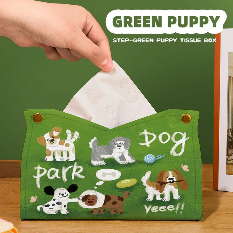 

Креативная коробка для салфеток в виде щенка для дома, кухни, спальни, из картона, в стиле лёгкой роскоши, с кожаным покрытием, премиум-качества, для туалетных принадлежностей