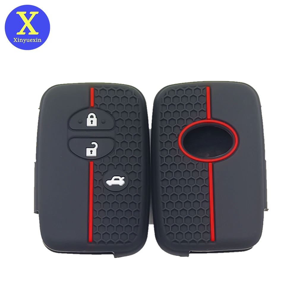 Xinyuexin Silicone Smart Key Cover Case for Toyota Aqua RAV4 Land Cruiser Camry Prado Corolla Prius 3 Button Holder 2 Pcs/lot