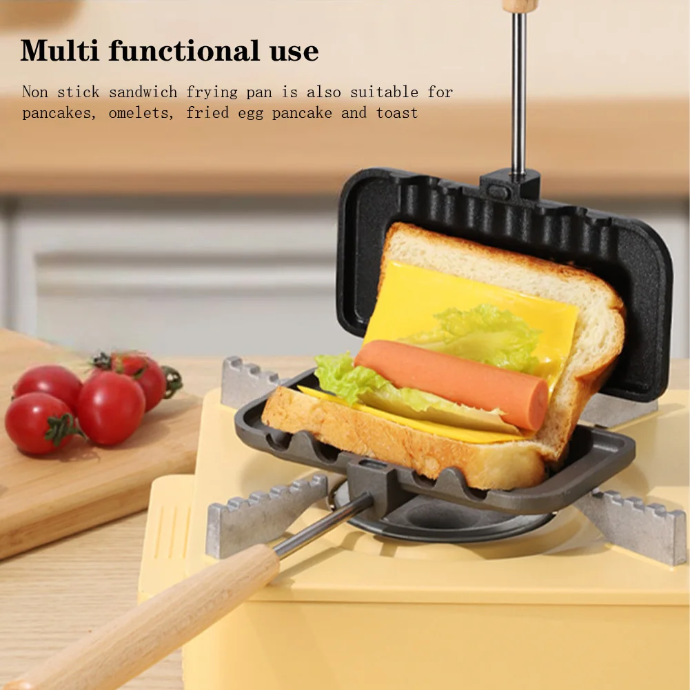 Sandwich Maker Double-Sided Hot Dog Toaster Nonstick Sandwich Skillet With Removable Handle, Sandwich Baking Pan For Breakfast