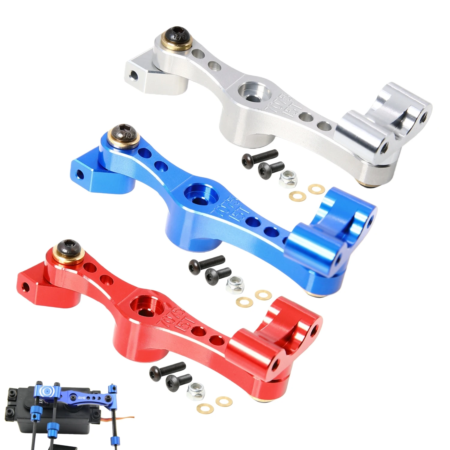 GTBRacing CNC Aluminium 7075 Metall 15T / 17T Gas Servo Arm für 1/5 RC Auto Losi 5ive t Upgrade Teil – Detail 1