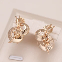 Kinel New Fashion Glossy Earring for Women Unusual Creative Hollow Geometry 585 Rose Gold Color Ethnic Bride Vintage Jewelry