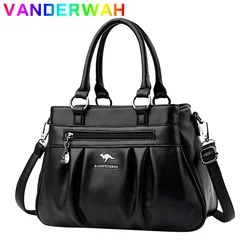 Women's High Quality Soft Leather Top-Handle Bags for Women Female Shoulder Crossbody Sac Luxury Designe Ladies 3 Layers Handbag