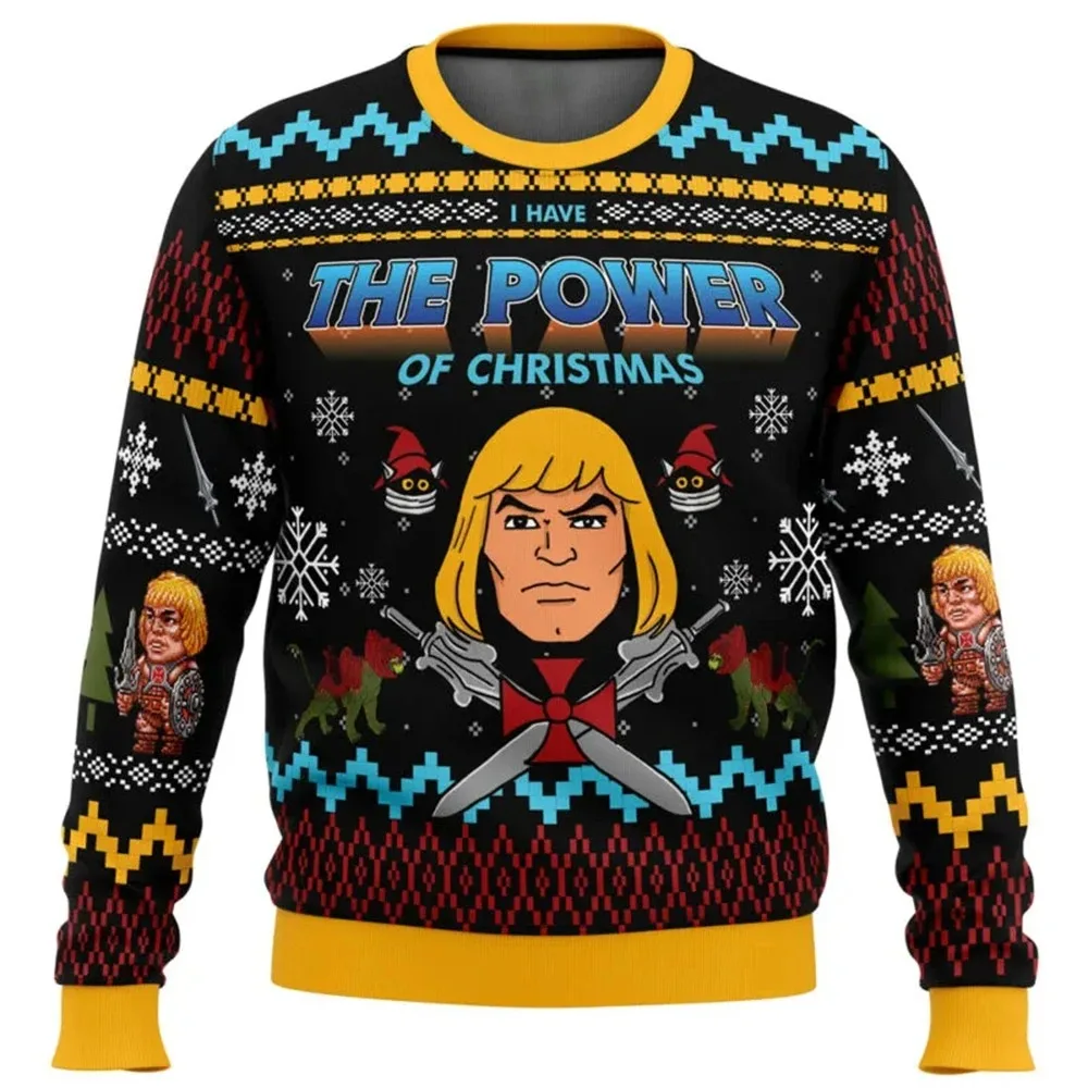 Good Power He-Man Ugly Christmas Sweater Men Women Pullover Round Neck Long Sleeve Top Christmas Clothing 2025 New Sweatshirt