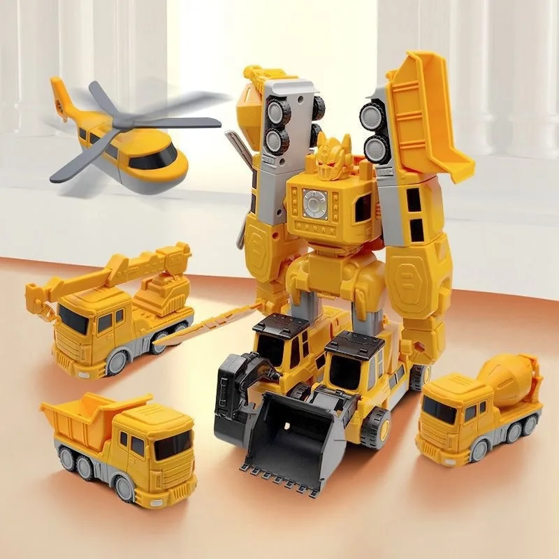 Cross-border Magnetic Transforming Construction Vehicle Robot | Safe Non-toxic STEM Educational DIY | Magnetic Assembly Toy