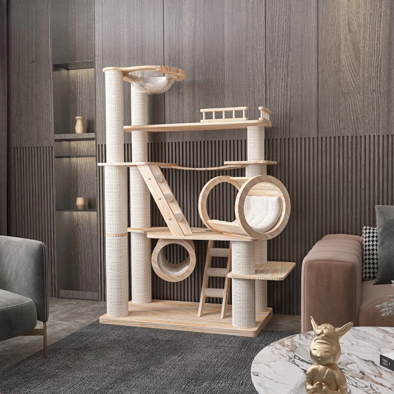 

Solid wood climbing frame, cat nest t tree integrated pine t frame