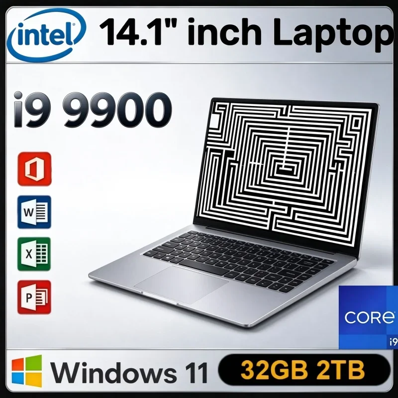 14.1 Inch High Performance Notebook Intel Core I9 9900 Windows11 32GB RAM 2TB SSD Laptop For Home Business Gaming