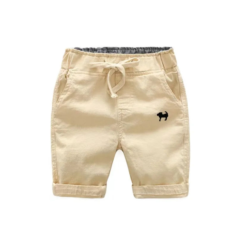 2024 Summer Boys Casual Shorts Children Cotton Elastic Waist Pants Toddler Kids Knee Length Pants Solid Color Baby Boys Clothes