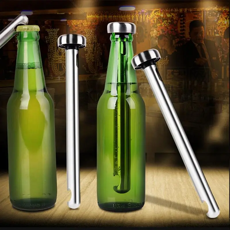 2PCS Stainless Steel Beer Cooler Stick Ice Wine Stick Stainless Steel Bottled Beer Cooler Stick Easy To Use 2 Pieces Instant