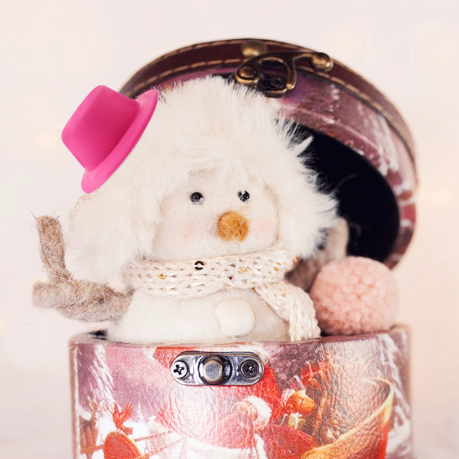 

4 Pcs Snowman Hats Tiny for Crafts Lovely Mini Kawaii Diy Rosy Small Miniature Photo Prop