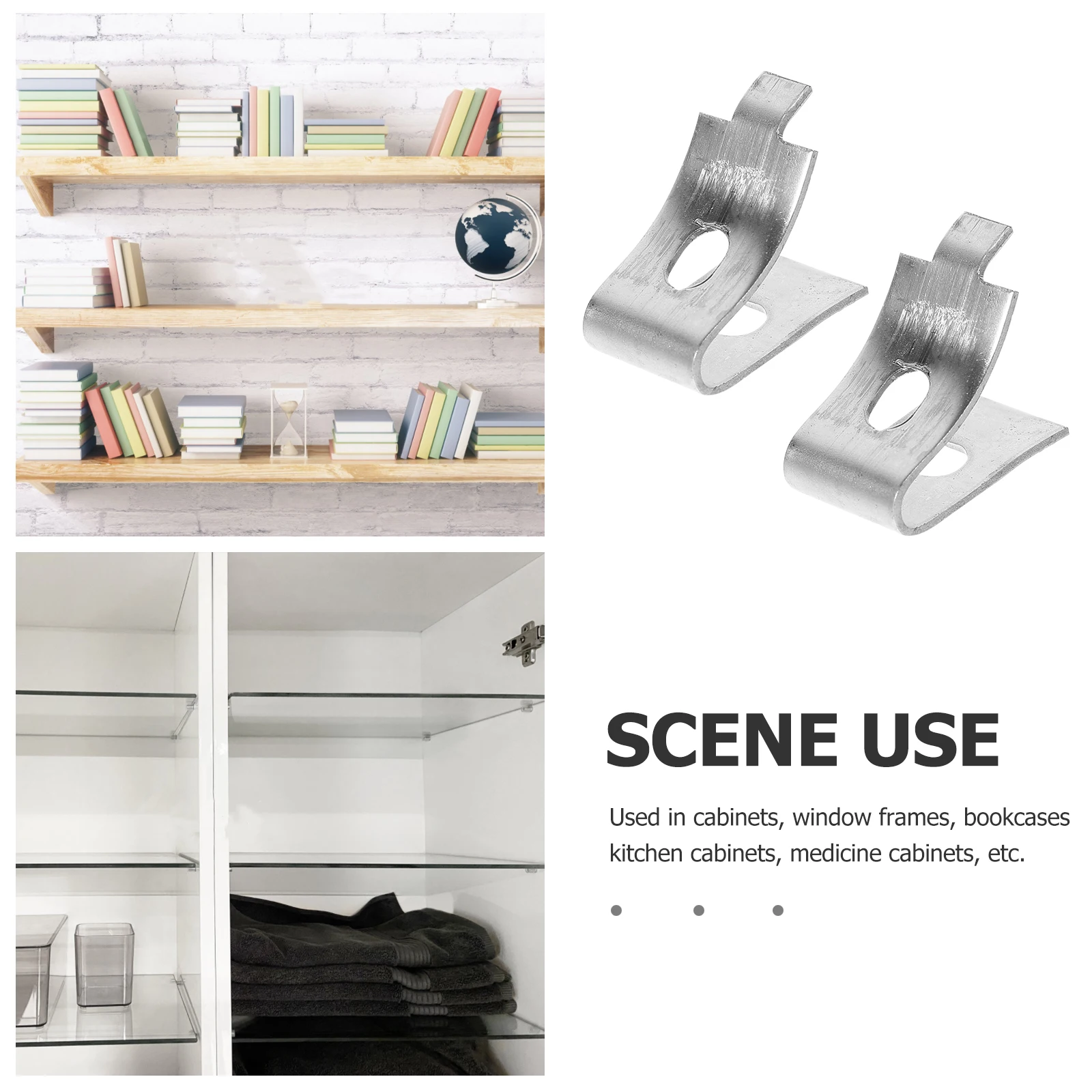 

18Pcs Stainless Steel Shelf Clips Easy Install Wear-Resistant for Closets Cabinets Kitchen Bookcases Shelf Clips