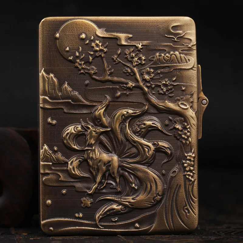 New Fire Road Pure Copper Kerosiene Lighter 3D Relief Personalized Creative Heavy Armor Windproof Firer Gift Men's High-end
