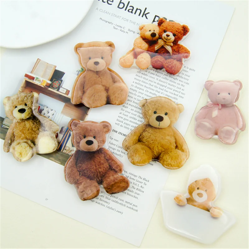 Bear Cartoon Mobile Phone Holder Stand Cute Fold Finger Shrink Grip Bracket Accessories Socket For iPhone 14 15 Xiaomi