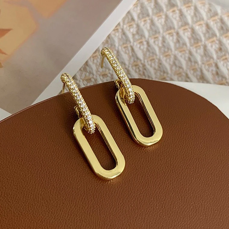 

PONYKISS 925 Sterling Silver 14K Gold Zircon Geometric Stud Earrings for Women Trendy Fine Jewelry Light Luxury Accessories