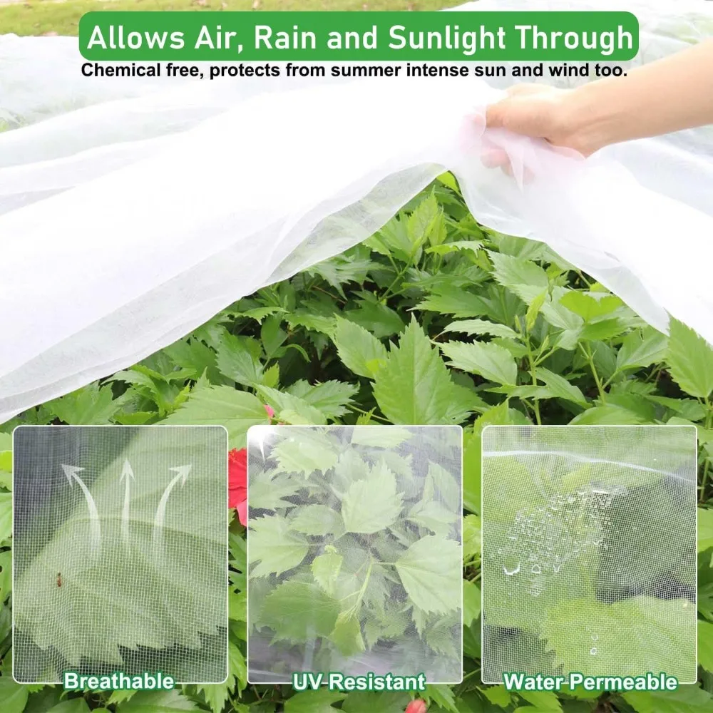 

Rectangular Garden Insect Protection Net Breathable Double Drawstring Plant Protection Cover Mesh Efficient Barrier
