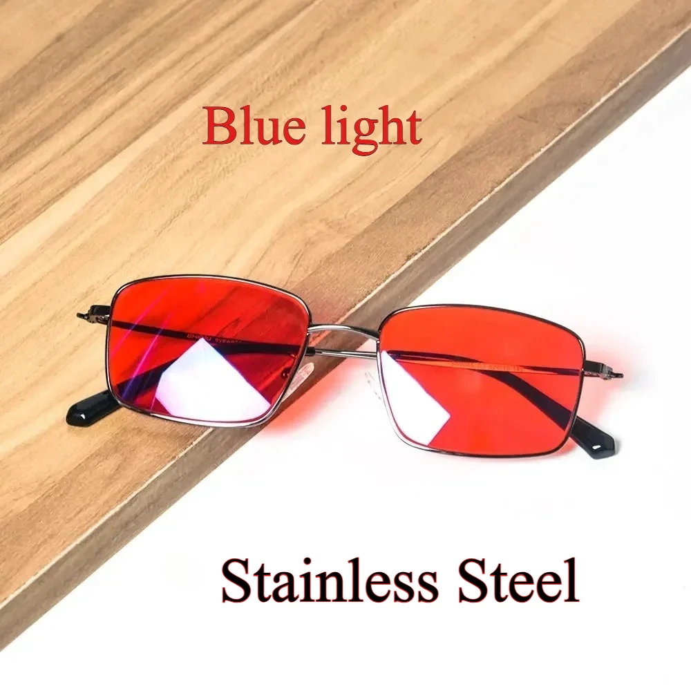 blue light glasses men Orange lens Red lens Clear lens Metal glasses blue light protection Blue light blocking glasses for male