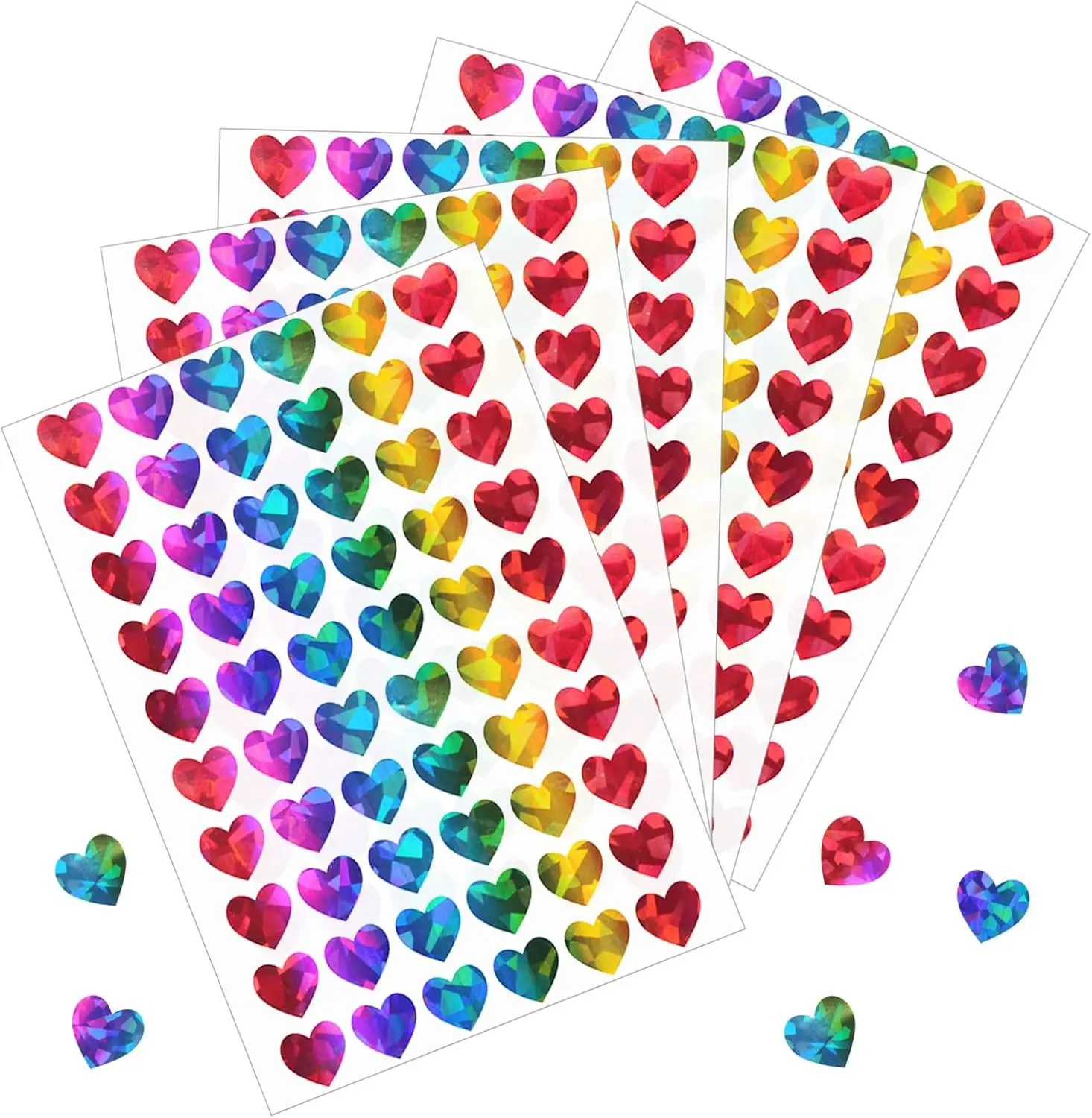 600 Pcs Red Heart Stickers, Small Holographic Stickers for Student Reward 0.5in Small Sparkly Sticker for Gift Sealing
