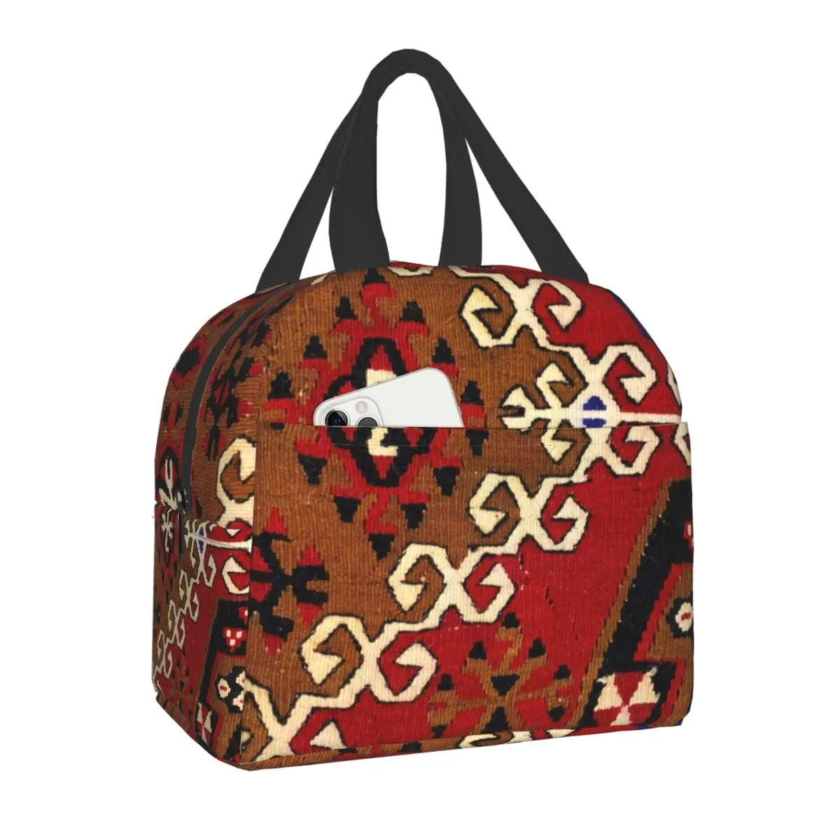 

Vintage Kilim Navajo Weave Persian Insulated Lunch Bags for Women Bohemian Turkish Tribal Ethnic Thermal Cooler Food Lunch Box