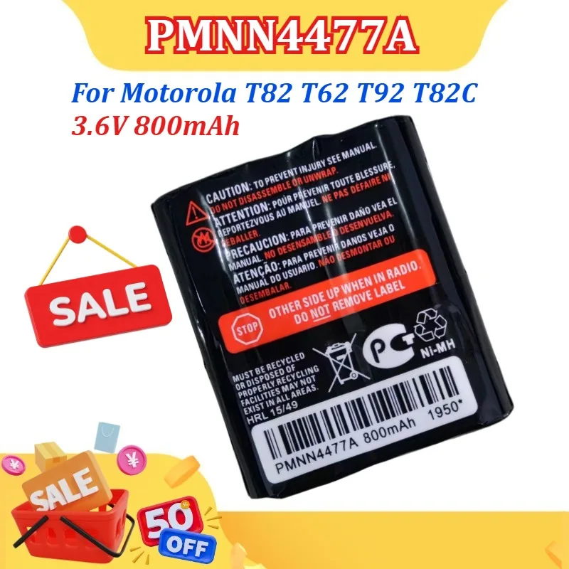 

New PMNN4477A 800mAh 3.6V Replacement Ni-MH Battery for Motorola T82 T62 T92 T82C Walkie-talkie Battery