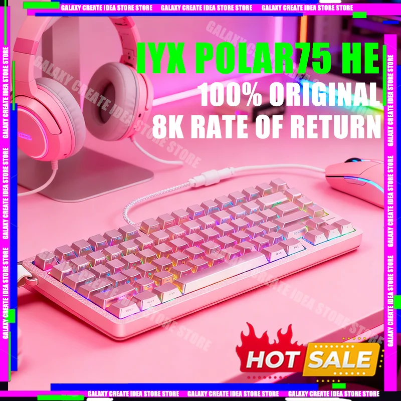 

НОВАЯ игровая клавиатура IYX POLAR75 HE с ЧПУ, алюминиевый корпус, АЦП Drict Link, 256 кГц, частота сканирования, 8 кГц, частота запуска, 0,125 мс, задержка ART DECO