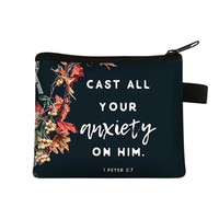 Christian Bible Verse Coin Purse Women Wallet The Lord Sustains Me Money Bag Small Handbag Floral Purses ID Credit Card Holder
