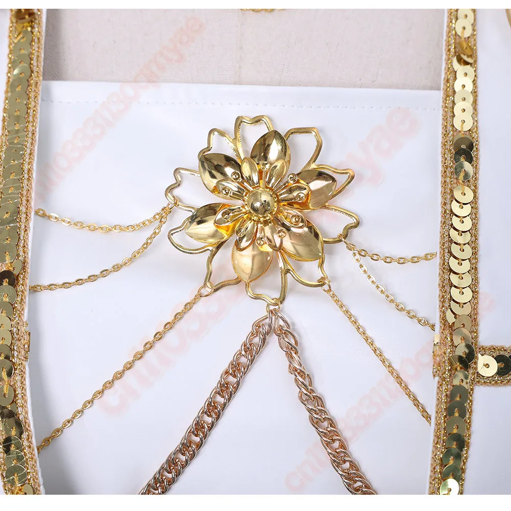 KPop 미라 코스프레 의상 여성용, 판타지 화이트 무대 의상, 성인용 변장, 할로윈 파티 의상