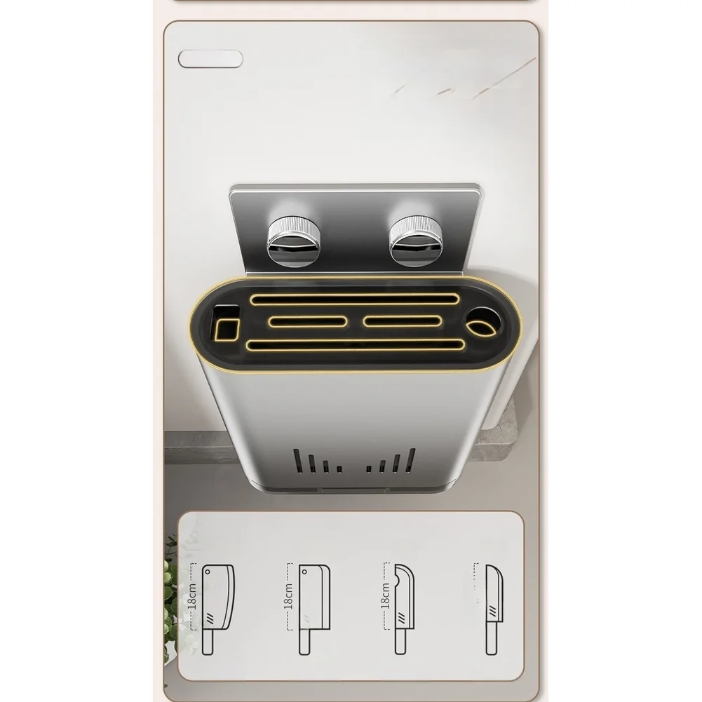 Kitchen Wall Mount Utensil Holder with Drain Tray and Air Flow Design 16.5x6.5x18.5cm Carbon Steel ABS Construction