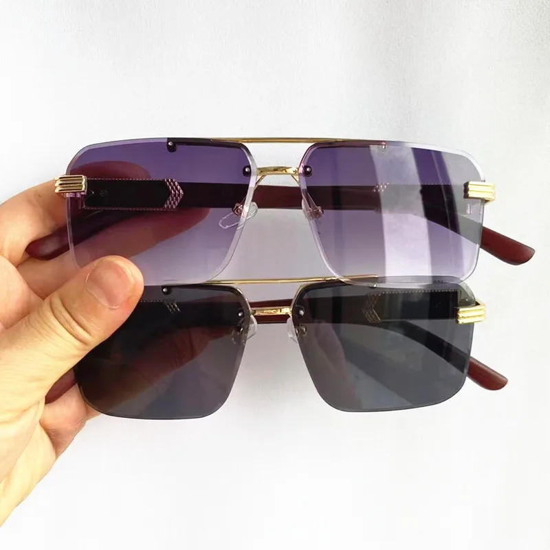 

Fashion Rimless Sun Glasses Anti-UV Spectacles Double Beam Google Retro Polygon Eyeglasses Men's Driving Sunglasses
