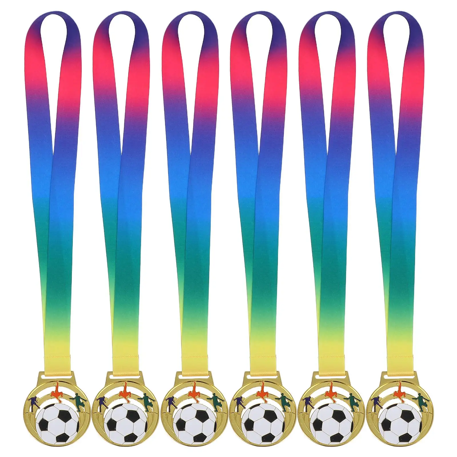 

6pcs Hollow Soccer Medals Zinc Alloy Sports Awards for Kids Metal Prizes Lightweight Football Awards Soccer Medals Sports medals