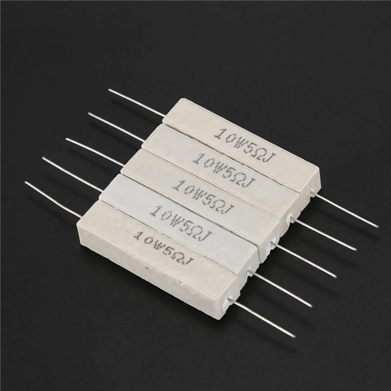 AS62 100 unidades de resistor de cimento enrolado 5 Ohm 10W Watt 5%