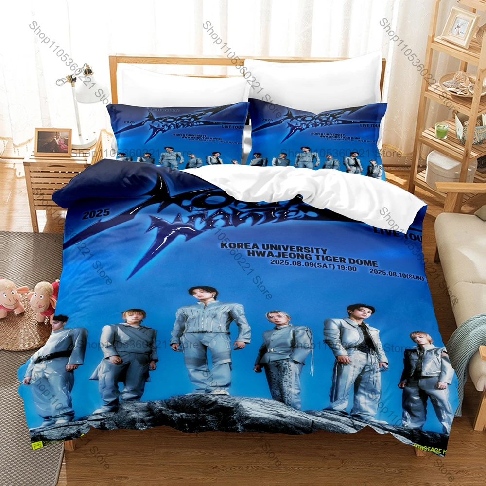 P1Harmony K-pop Bedding Set, Duvet Cover + 2 Pillowcases, Idol Group Graphic Bed Linens for Home & Dorm Use