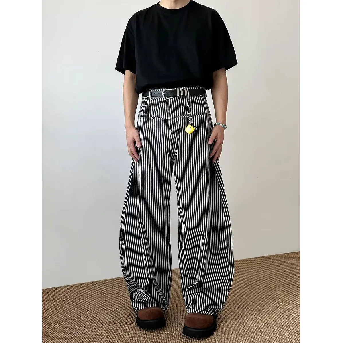 American Street Style Vintage Loose Straight Leg Casual Pants Men's Knife Pattern Workwear Trousers Casual Loose Fit Jeans