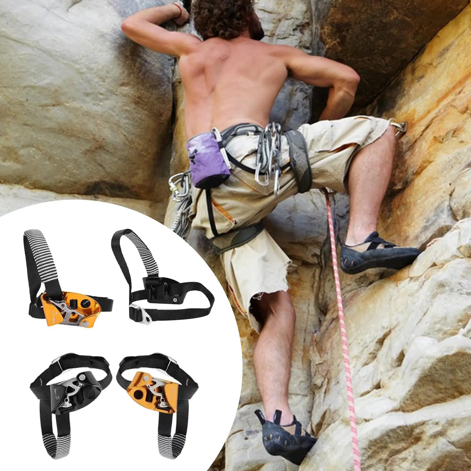 Climbing Ascender Foot Loop Right Foot Lightweight Alloy for Rope 8 to 13 Mm Outdoor Mountaineering