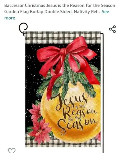 Baccessor Christmas Jesus Is the Reason for the Season Garden Flag Burlap Double